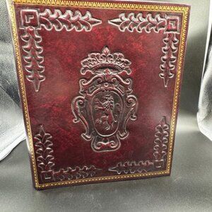 Vintage Keepsake Photos Ephemera Journal Album Faux Leather Relief Antique-look